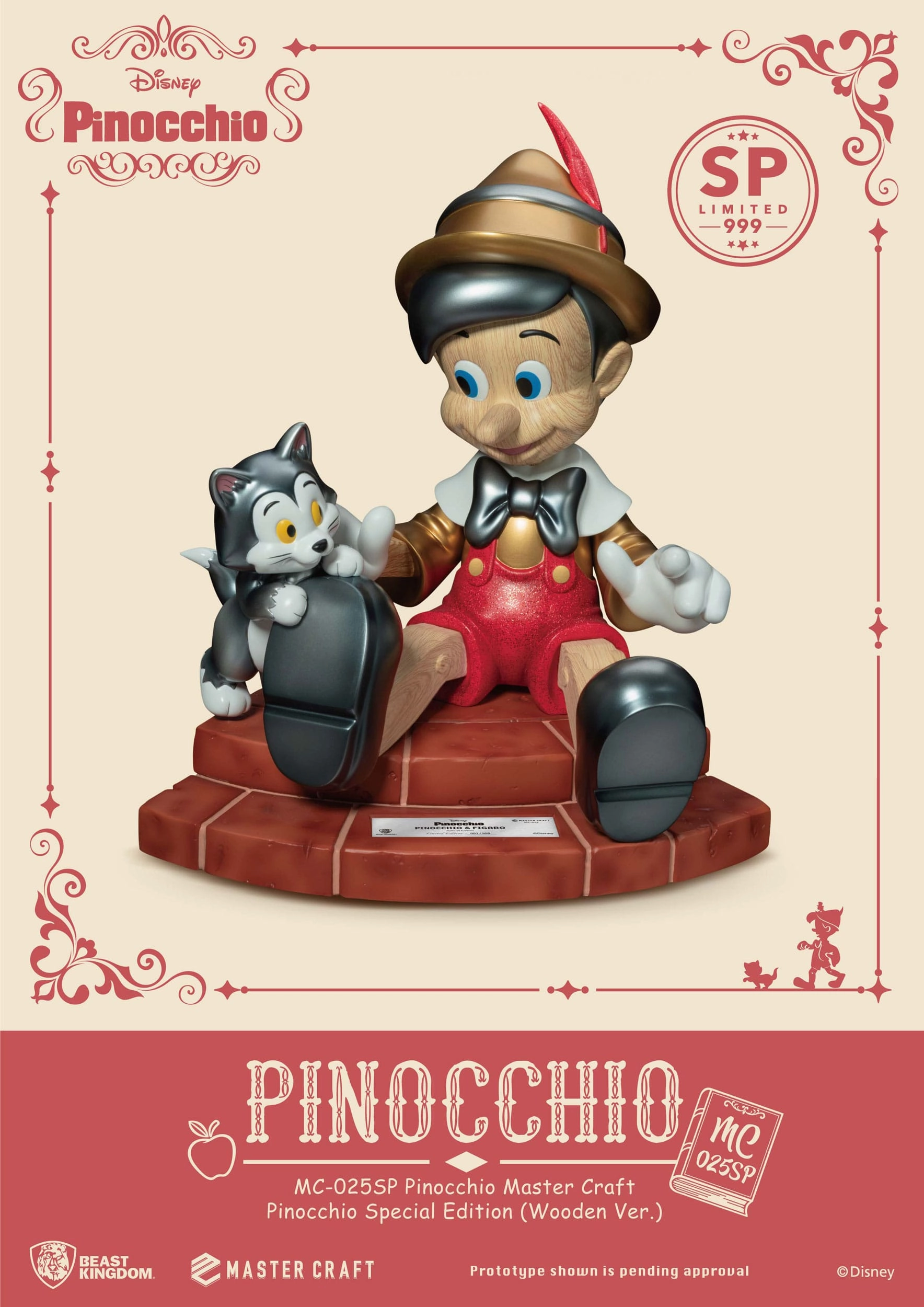 Birthday gift Educational Display Beast Kingdom Pinocchio Wooden Version (Special Edition) - Disney - MC-025SP - Master Craft Collectible Statue