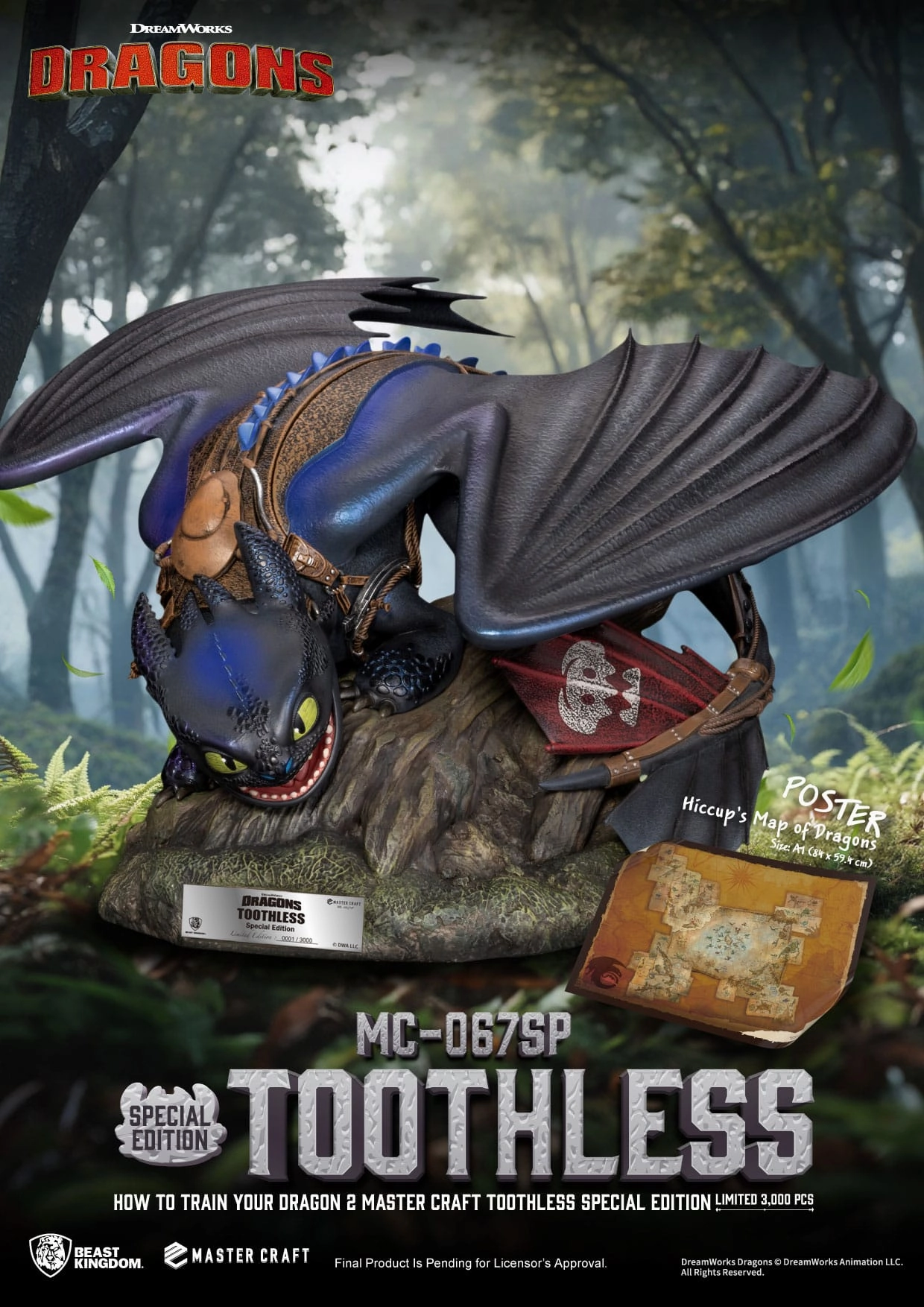 Beast Kingdom Toothless - How To Train Your Dragon 2 - MC-067SP - Master Craft Collectible Statue Premium Toy Interactive Exhibit