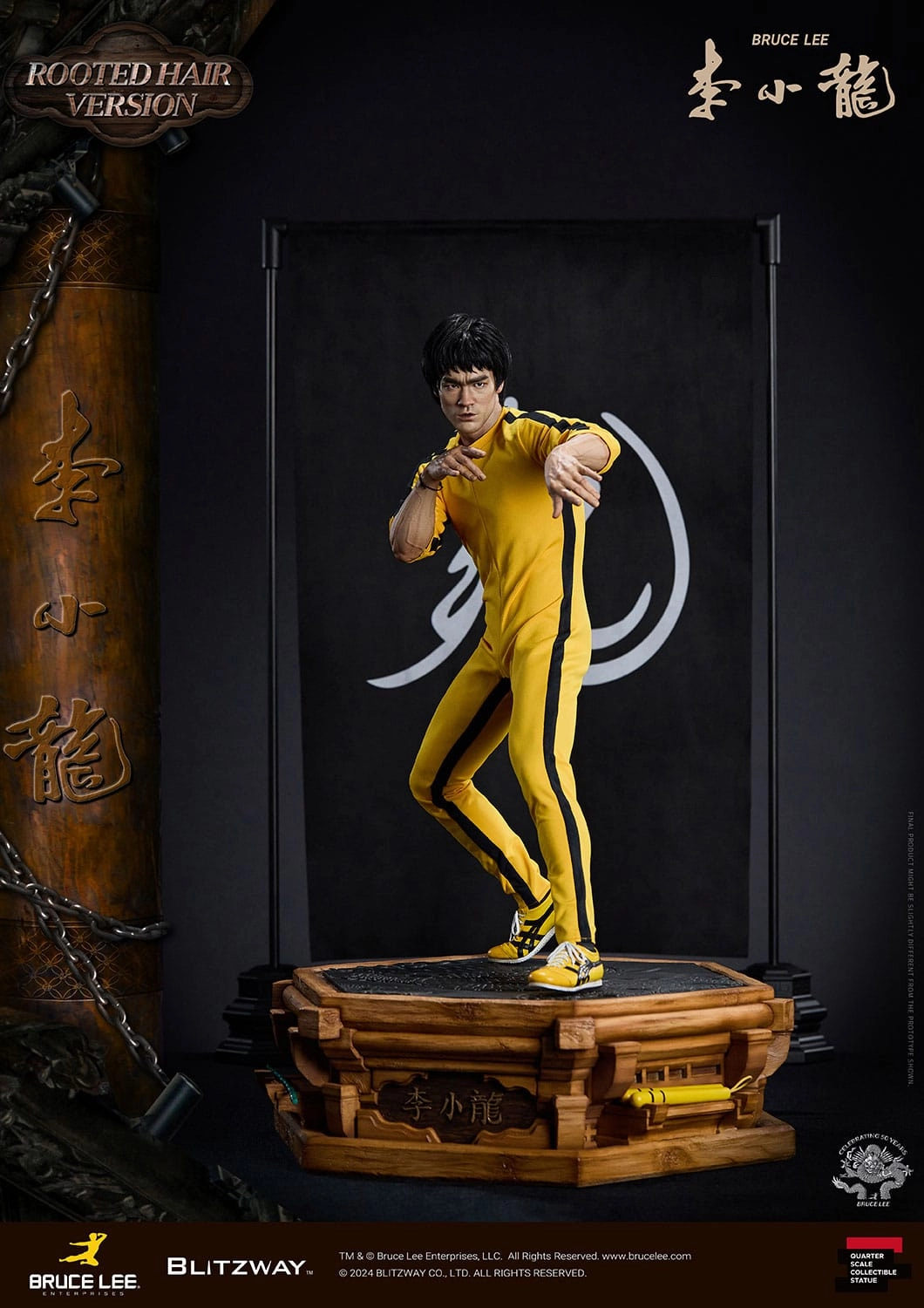 Ancient Sculpture Blitzway Bruce Lee 50th Anniversary Tribute (Rooted Hair Version) 1/4 Statue