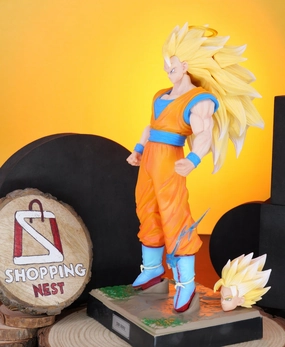 Dragon Ball Z |PVC| Goku Super Saiyan 3 Action Figure with Replaceable Head 26 cm Collectible Robot Goods Anime Model