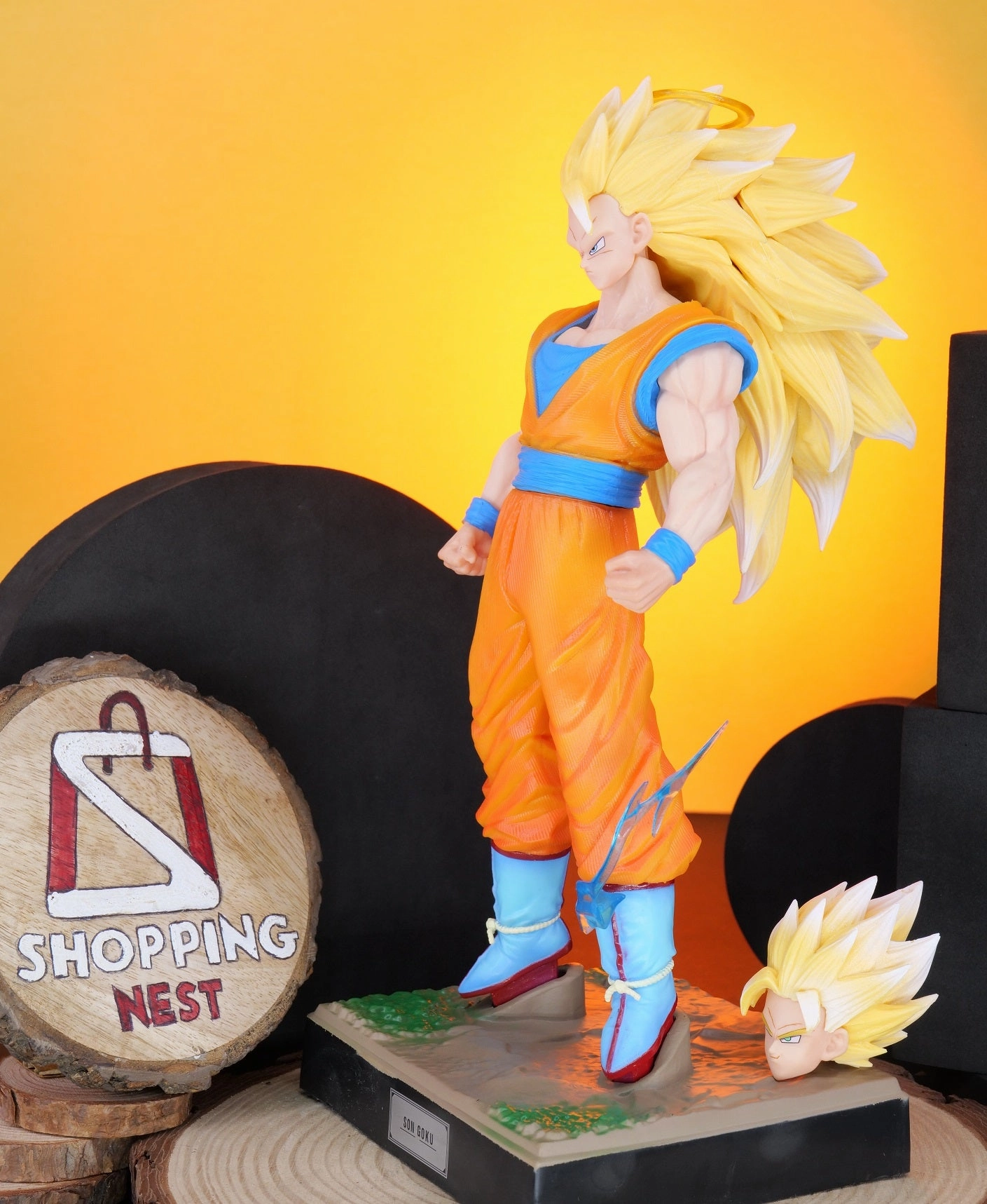 Dragon Ball Z |PVC| Goku Super Saiyan 3 Action Figure with Replaceable Head 26 cm Collectible Robot Goods Anime Model
