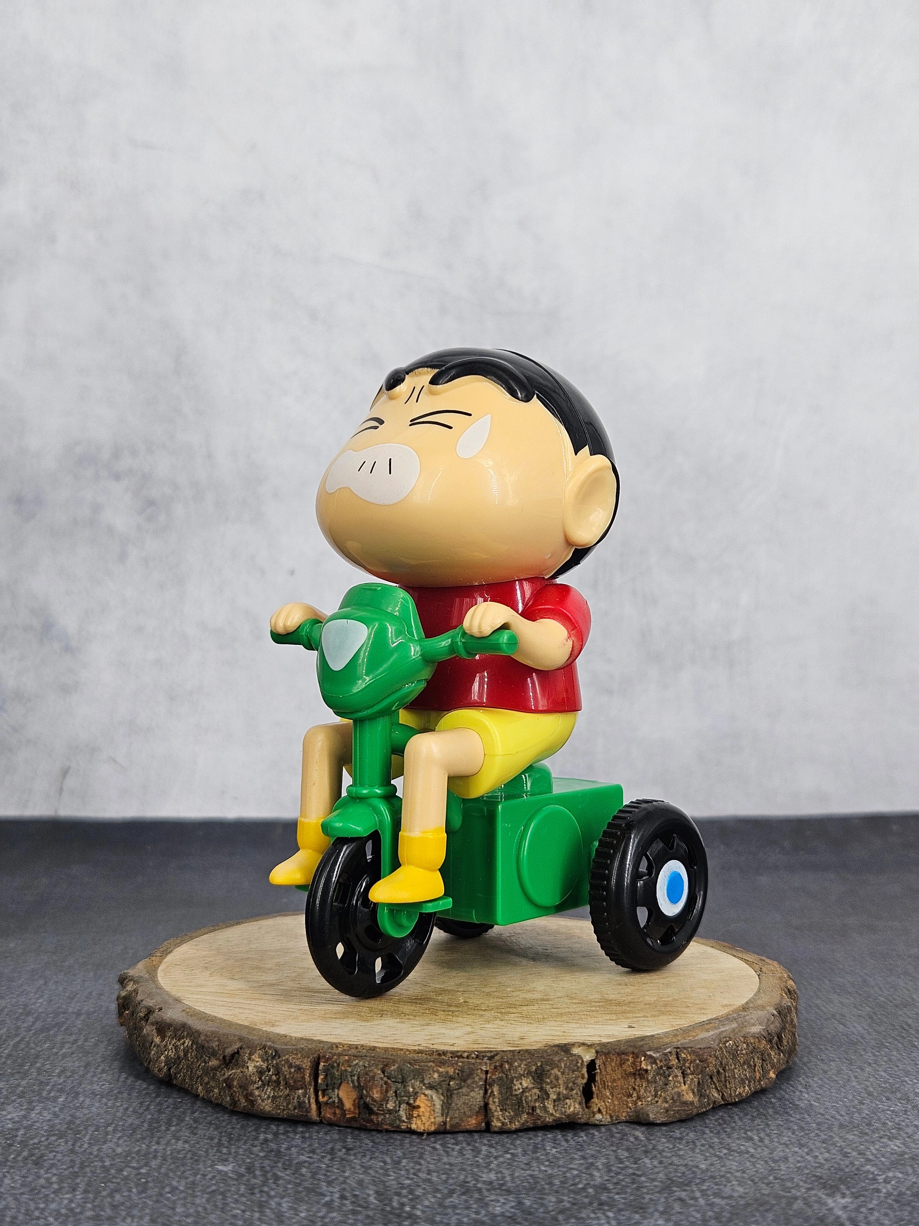 Crayon Shinchan Movable Cycling Mechanical Toy Figure With  Box | Red Shirt | 12 cm Special Gift Collectible Item
