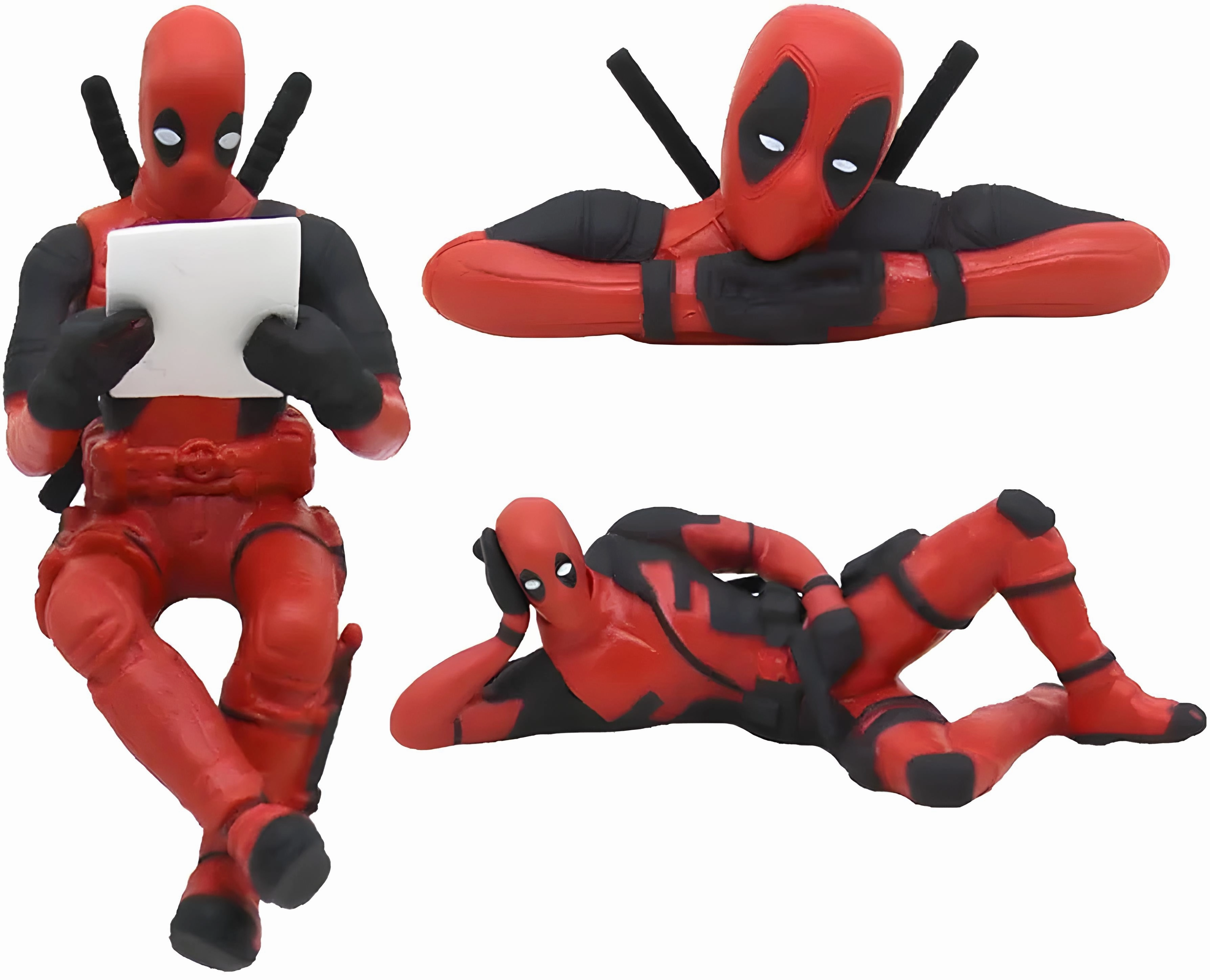 Deadpool Action Figure Miniatures | Set Of 3 |For Car Dashboard, Work Desk| Collectible | 8 Cms | Licensed Product Collectible Decor