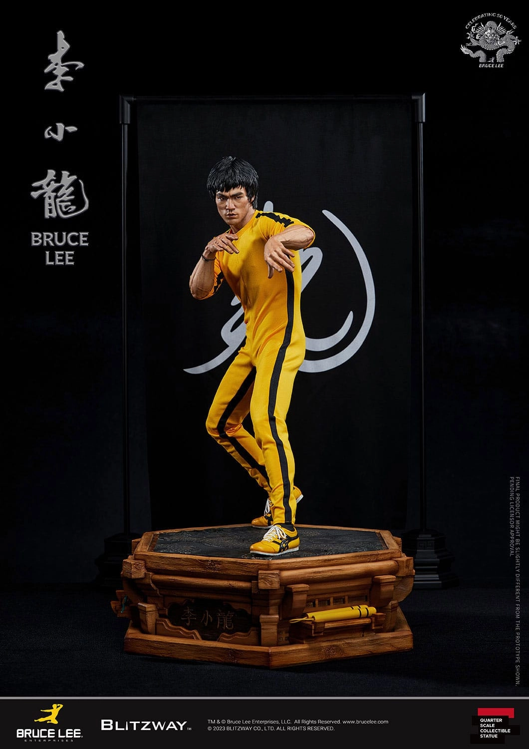 Character Figure Desktop Decor Blitzway Bruce Lee 50th Anniversary Tribute 1/4 Statue