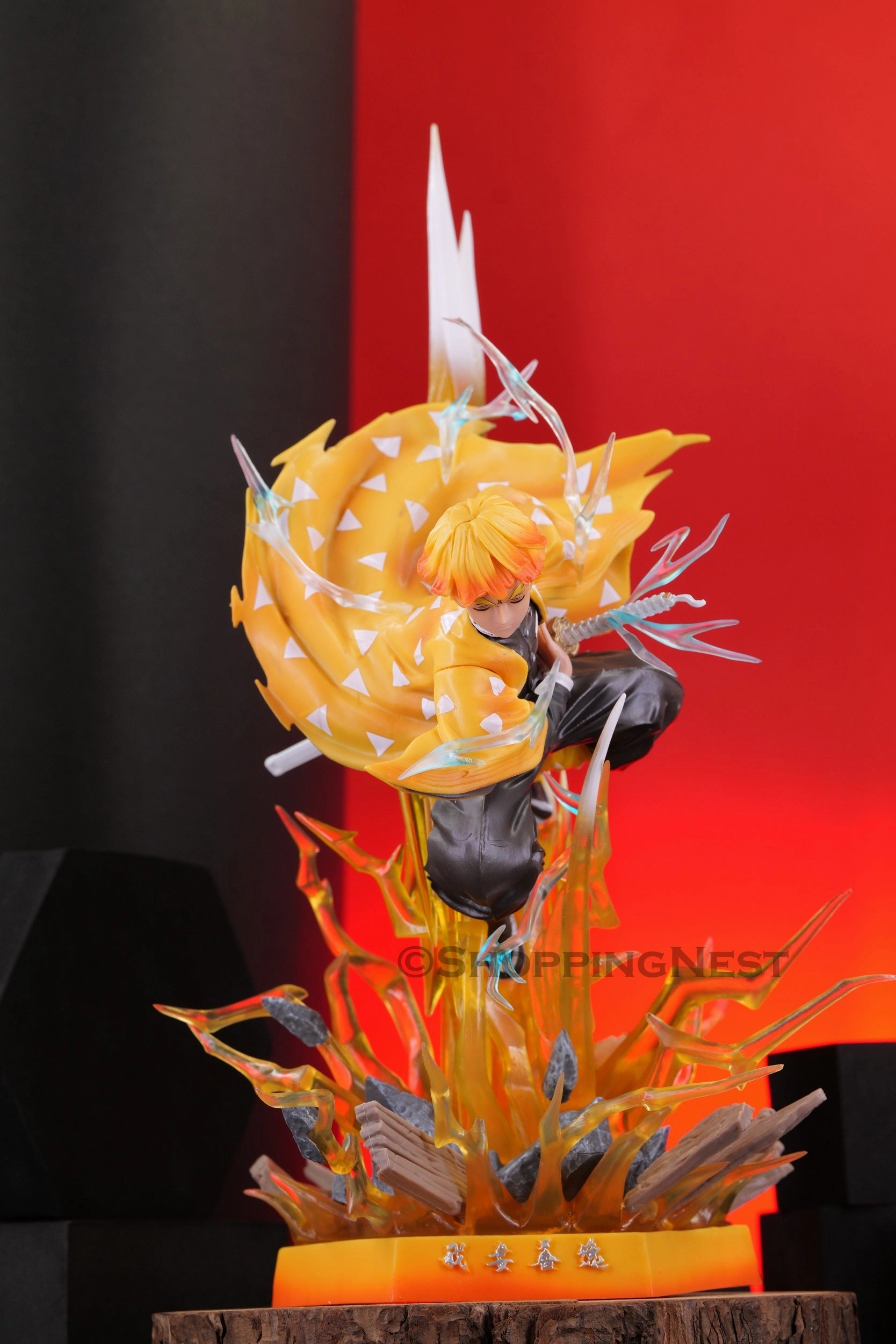 Art Showcase Demon Slayer | Zenitsu Agatsuma Anime Action Figure | Inbuilt Lights | 31 Cms |