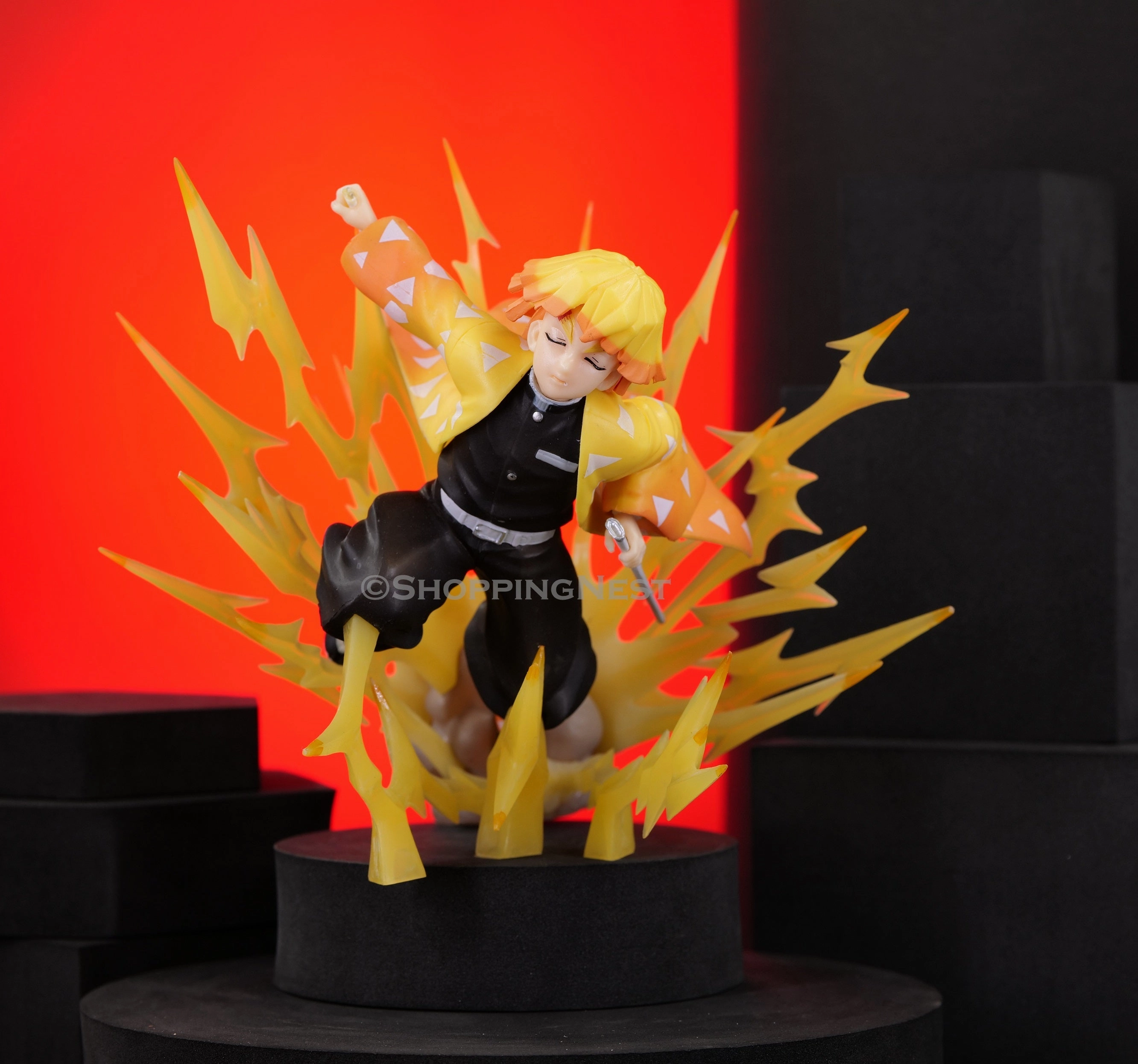 Movie Merchandise African Art Demon Slayer Agatsuma Zenitsu Action Figure Lightning Effect | 21 Cms  |