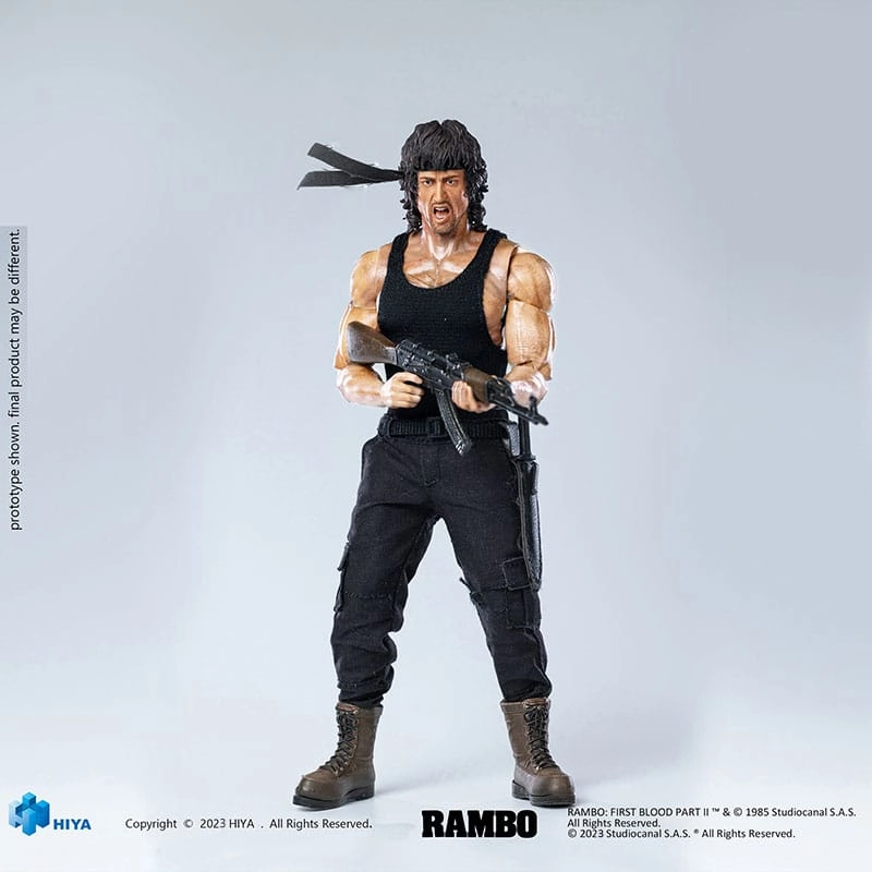 Posable Toy Rarity Value Hiya Toys Rambo First Blood II John Rambo Exquisite Super Series 1/12 Action Figure