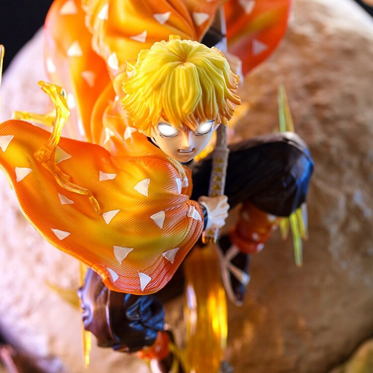 Demon Slayer | Zenitsu Agatsuma Action Figure | Lights & Interchangeable Heads | 51 Cms | Fantasy Collection Premium Piece