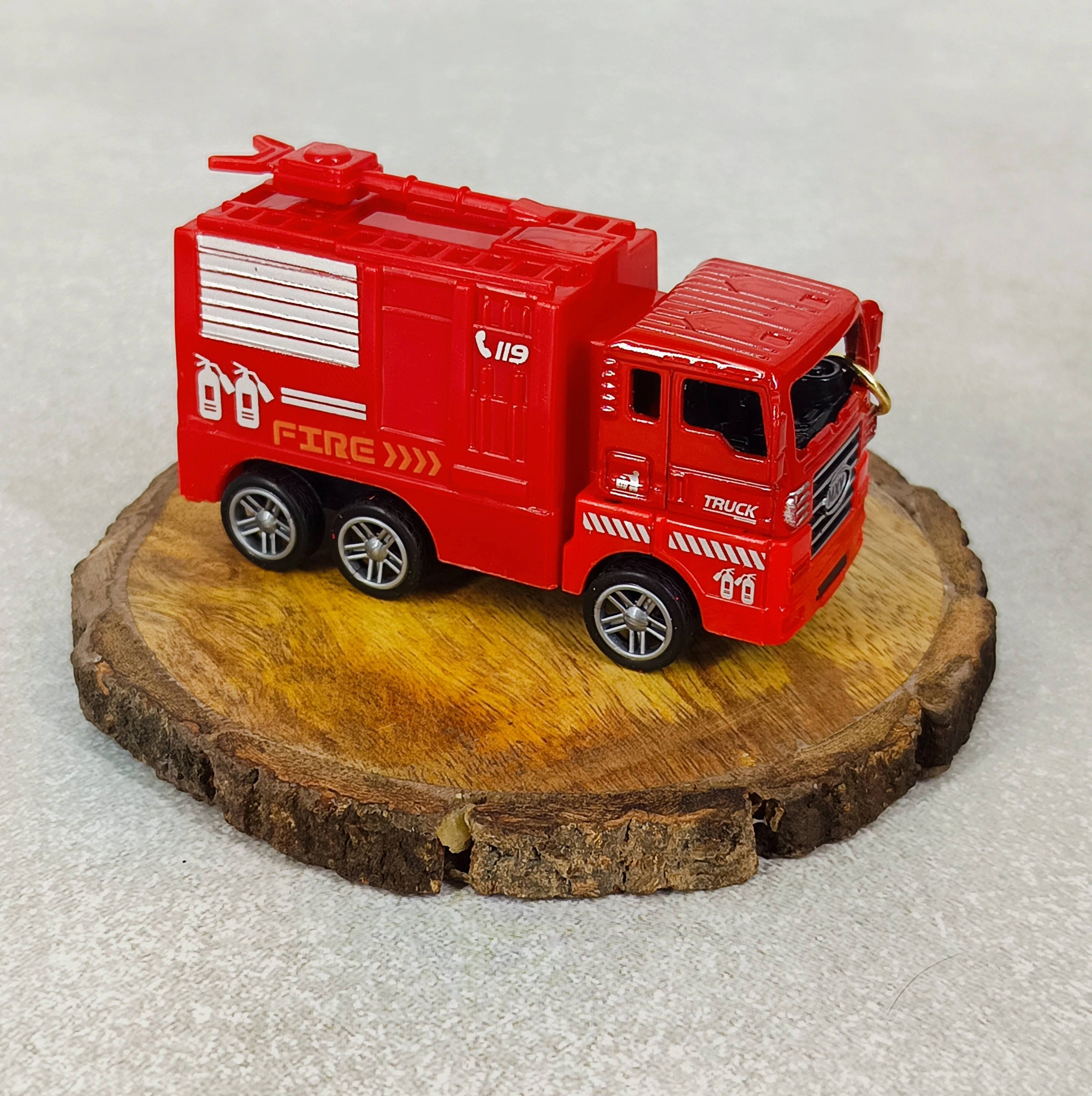Fire Brigade Truck Keychain | Model 5 | Red Miniature Truck | With Moveble Centrifugal Pump | Instagram Worthy Plush Companion