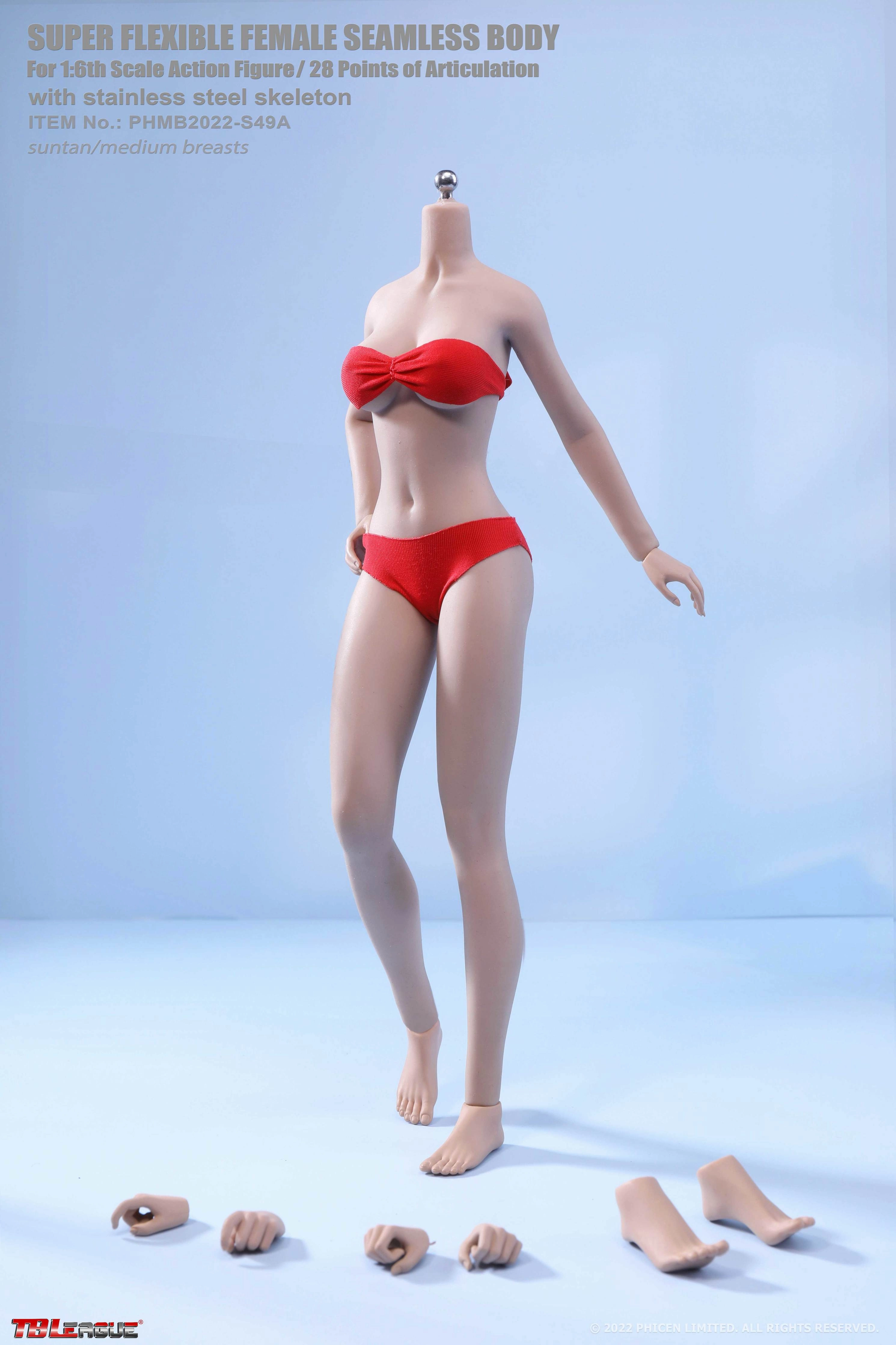 Legendary Status Multiple Accessories Phicen TBLeague S49A Suntan, Medium Bust Female Seamless 1/6 Action Figure
