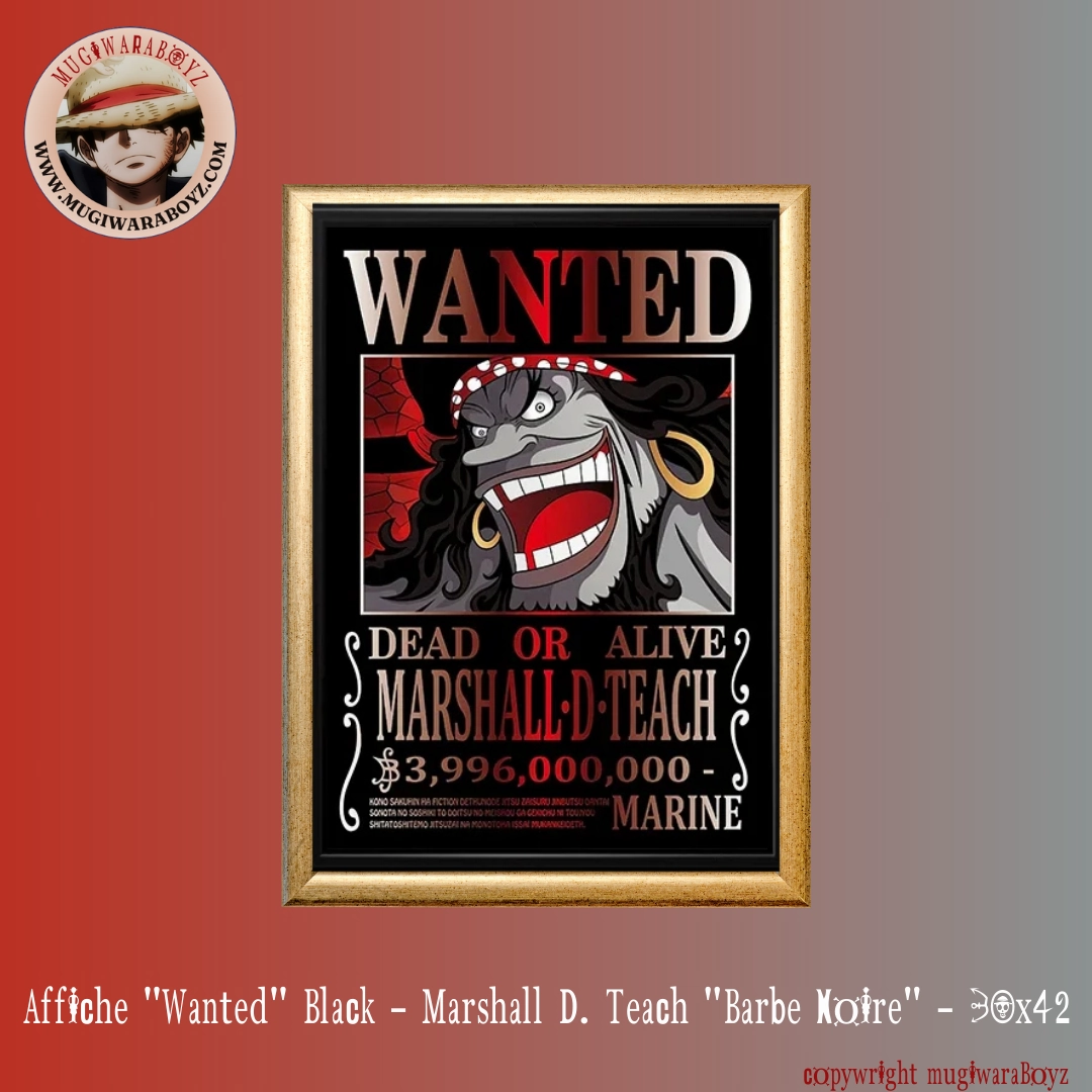 Affiche "Wanted" Black - Marshall D. Teach "Barbe Noire" Unicorn Pal Building Mode