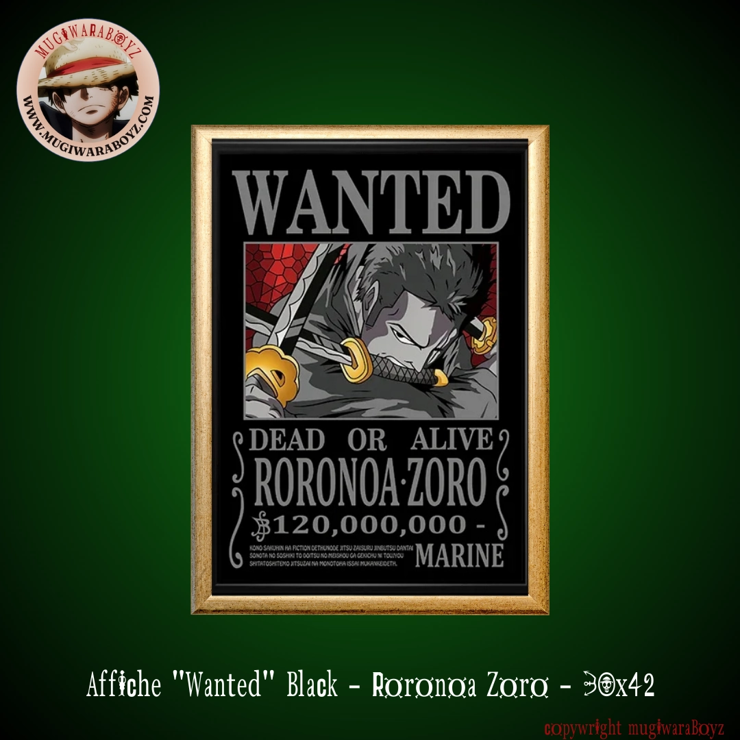Customer Satisfaction Sustainable Practice Affiche "Wanted" Black - Roronoa Zoro