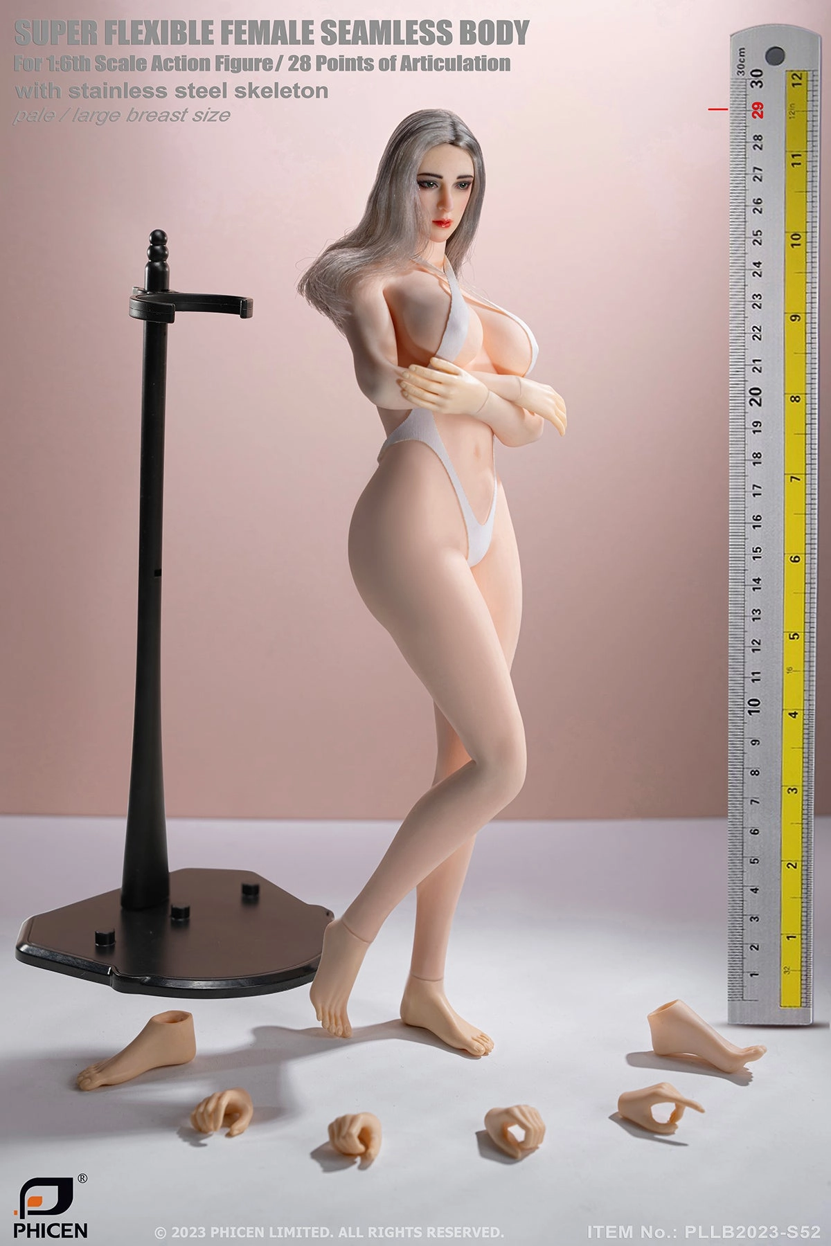 Phicen TBLeague S52 Pale, Large Bust Female Seamless 1/6 Action Figure Coffee Table Chibi Model