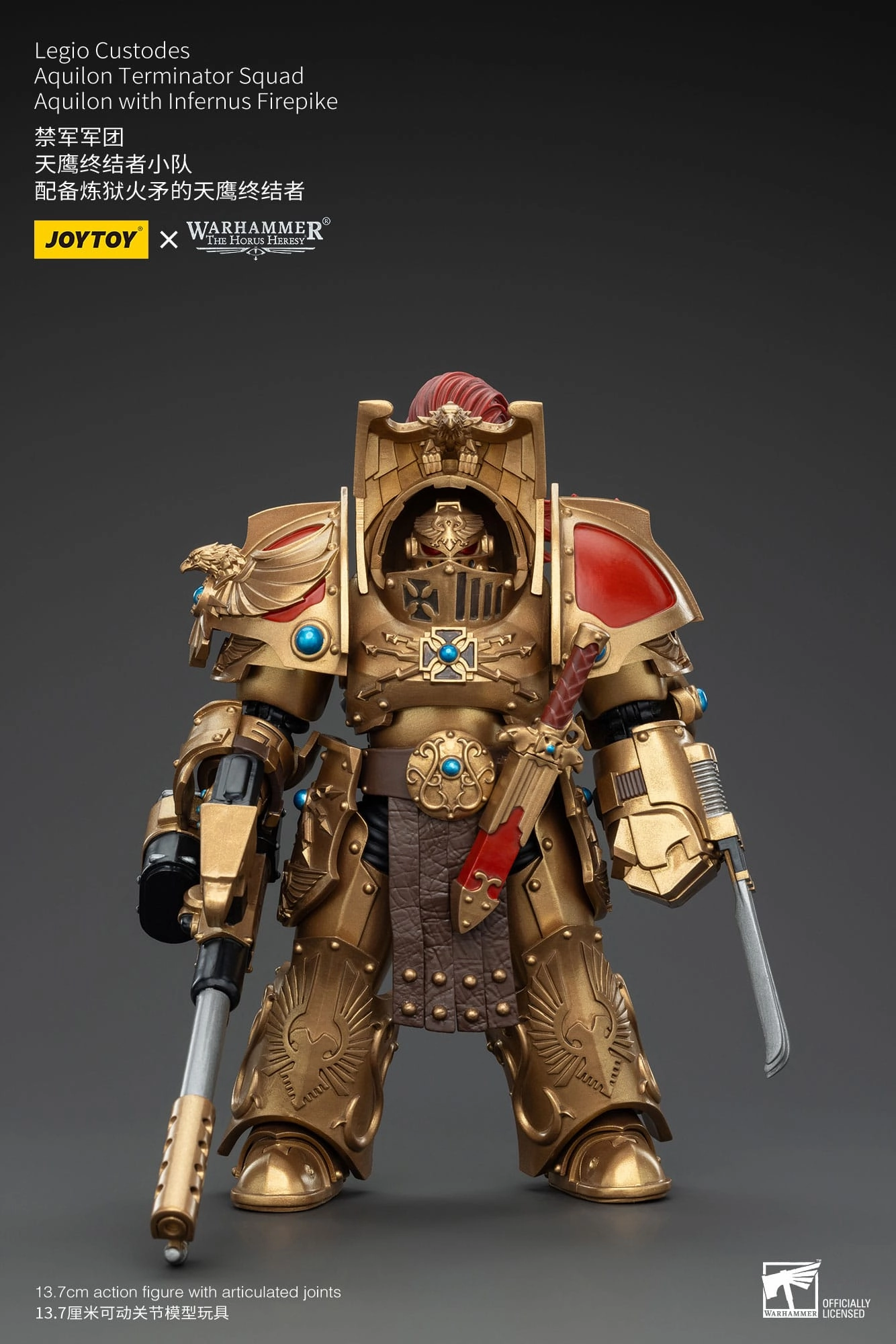 JOYTOY Warhammer The Horus Heresy Legio Custodes Aquilon Terminator Squad Aquilon with Infernus Firepike 1/18 Action Figure Vehicle Replica
