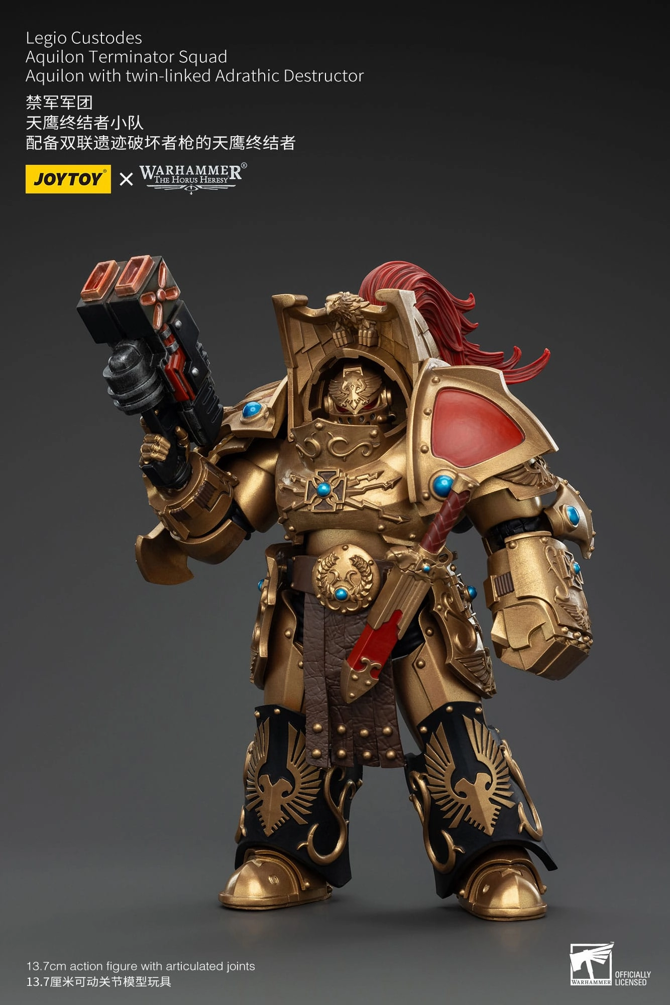 JOYTOY Warhammer The Horus Heresy Legio Custodes Aquilon Terminator Squad Aquilon with twin-linked Adrathic Destructor 1/18 Action Figure Character Object Manga Character