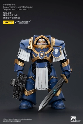 Valuable Collectible JOYTOY Warhammer The Horus Heresy Ultramarines Cataphractii Terminator Squad Sergeant with Power Sword 1/18 Action Figure