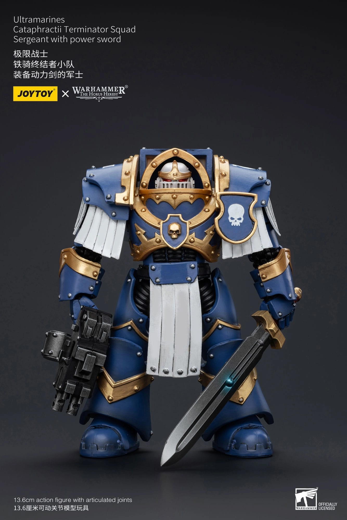 Valuable Collectible JOYTOY Warhammer The Horus Heresy Ultramarines Cataphractii Terminator Squad Sergeant with Power Sword 1/18 Action Figure