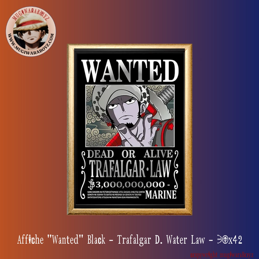 Affiche "Wanted" Black - Trafalgar D. Water Law Weather Science