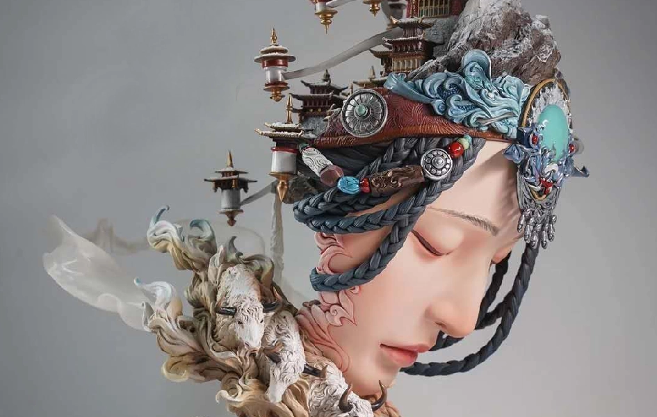 Winter Tibet Shambhala Statue (Painted Version) Studio Ghibli