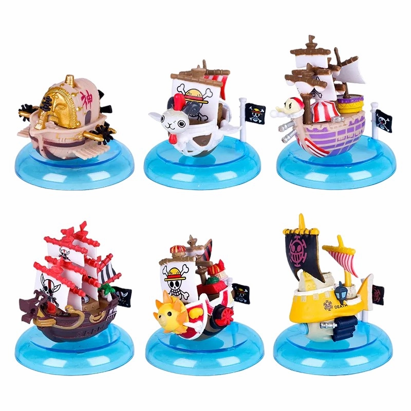 One Piece  |Thousand Sunny Ship Detailed Anime Figurine |Set of 6 Ships | 7 cm | Underground Scene Story Driven