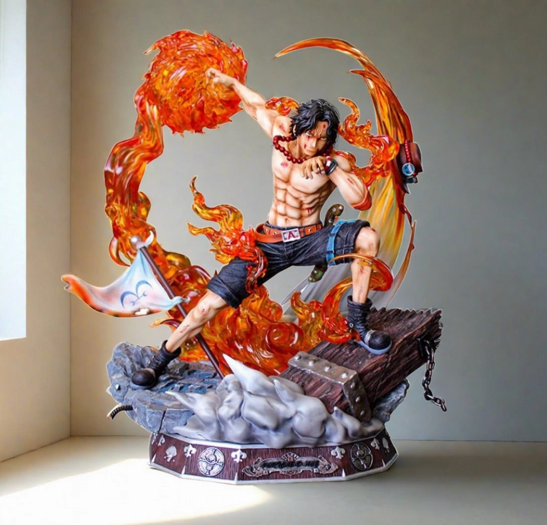 Chibi Creation One Piece Portgas D Ace Fire Fist Premium Anime Action Figure | With Lights | 42 Cm |