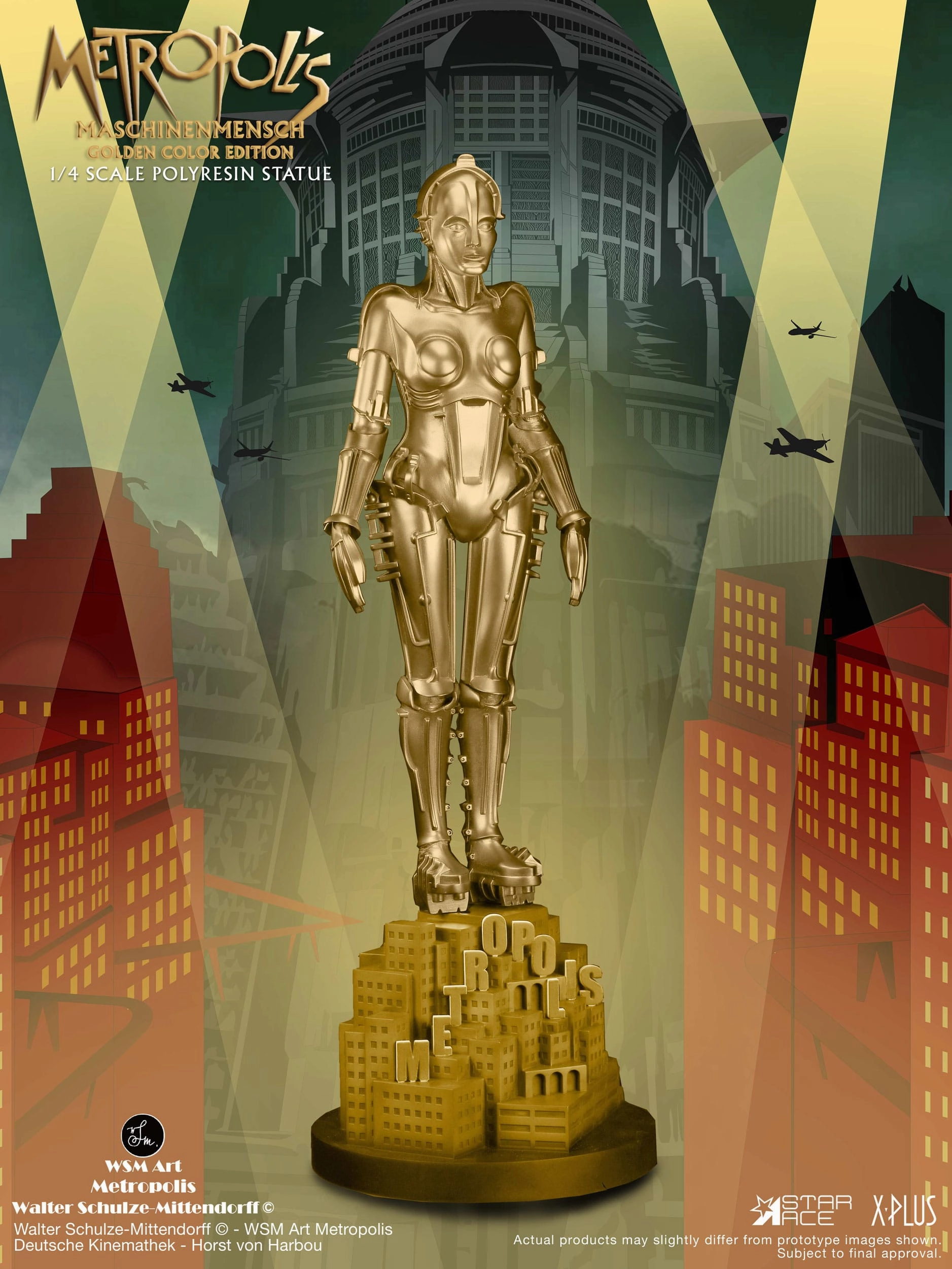 Star Ace Toys Metropolis Maschinenmensch Metallic Gold 1/4 Statue Underground Scene Character Sculpture