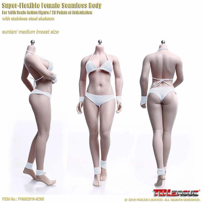 Phicen TBLeague S29B Suntan, Female Seamless 1/6 Body Action Figure Storytelling Prop