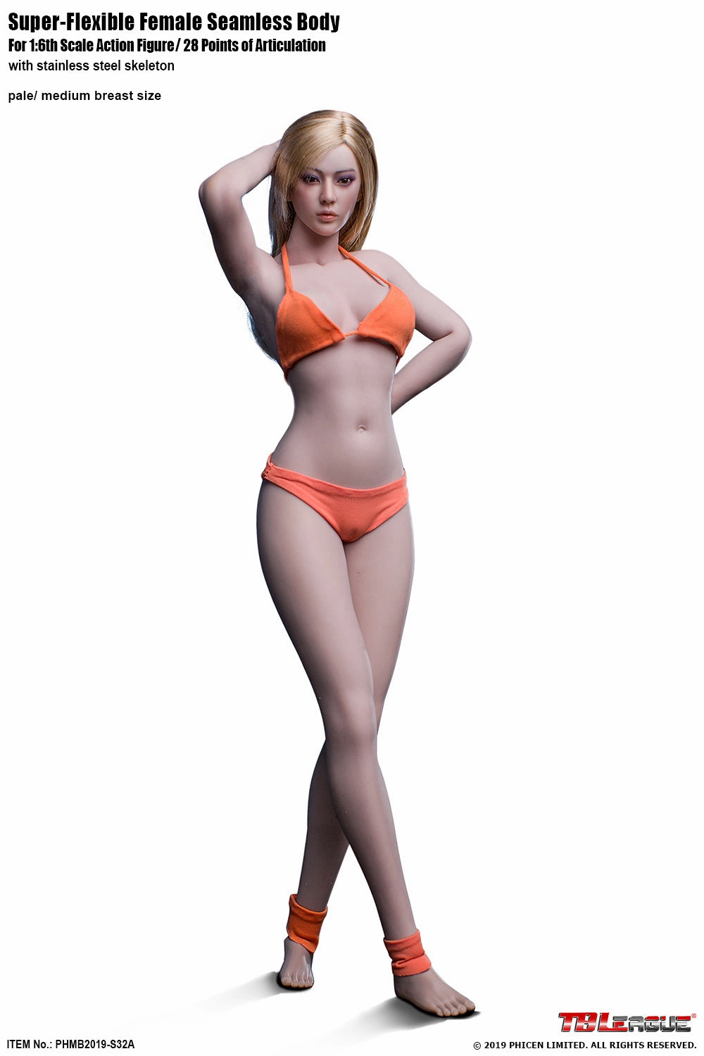 Dynamic Sculpture Seasonal Favorite Phicen TBLeague S32A Pale, Medium Bust Female Seamless 1/6 Body Action Figure
