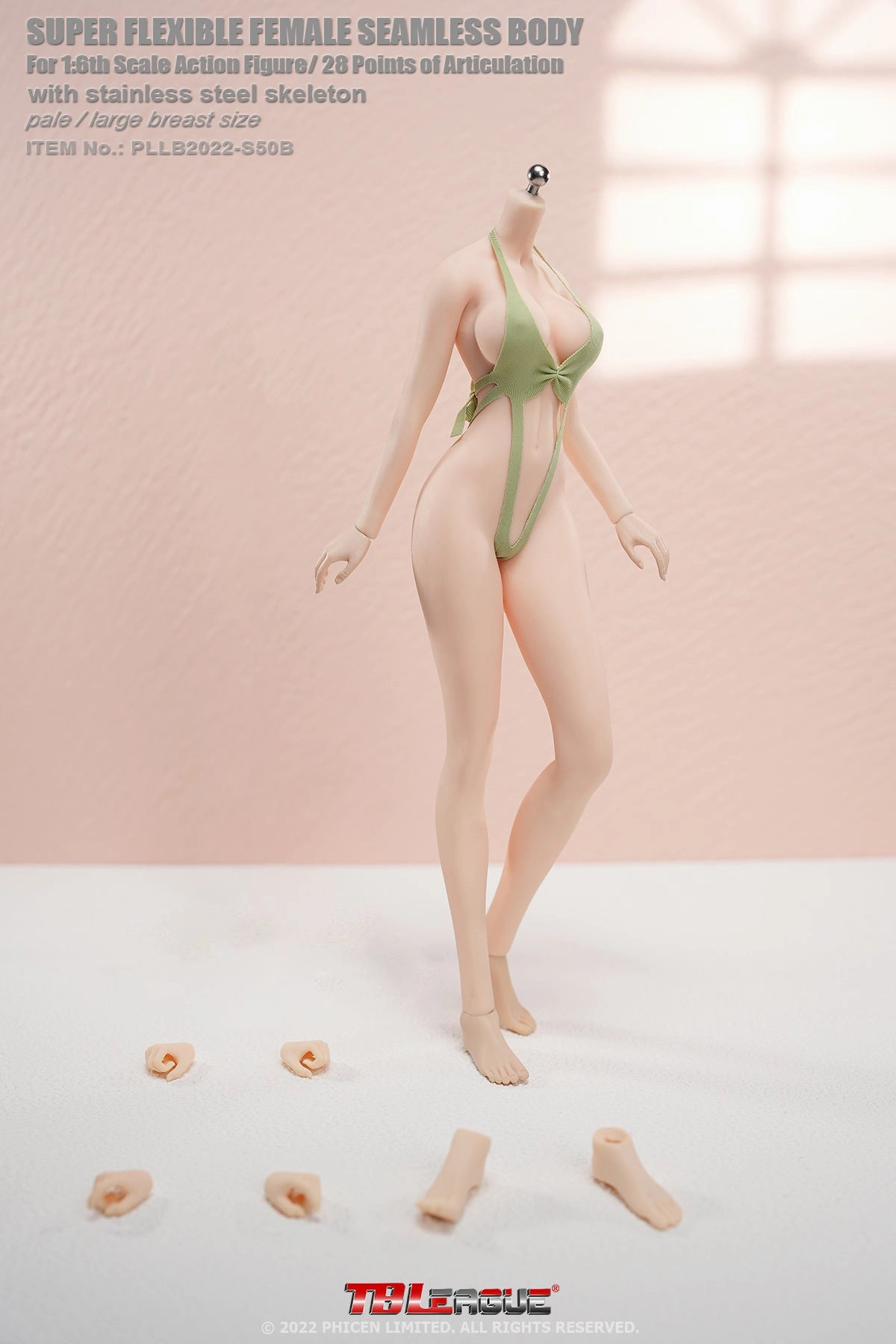 Fictional Hero Metaverse Asset Phicen TBLeague S50B Pale, Large Bust Female Seamless 1/6 Action Figure