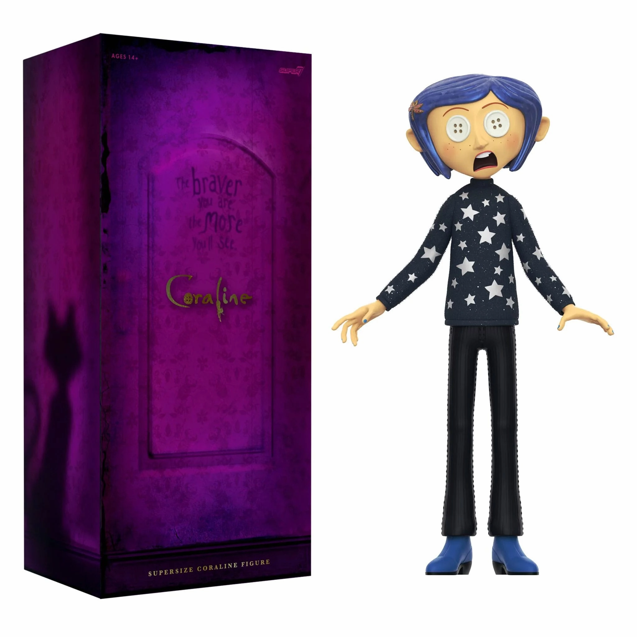 Iconic Character Exhibition Piece Super7 Coraline Supersize Coraline (Button Eyes) Vinyl Action Figure