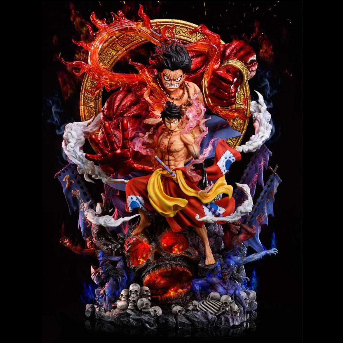 Silver Coated Miniature Model One Piece Monkey D Luffy Wano Country Acalanatha Action Figure | 43 CMS |