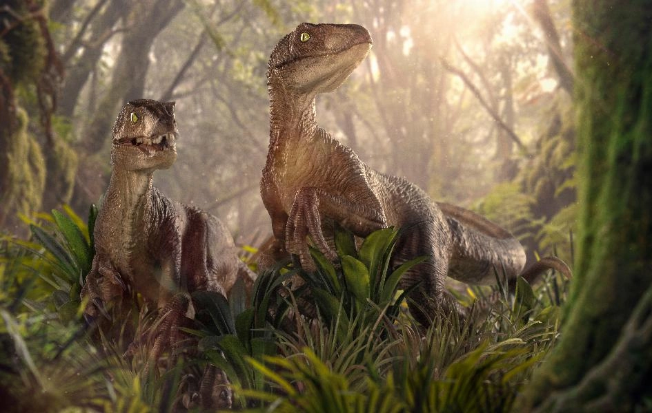 Art Merchandise Deity Statue Jurassic Park - The Two Raptors Deluxe Art Scale 1/10