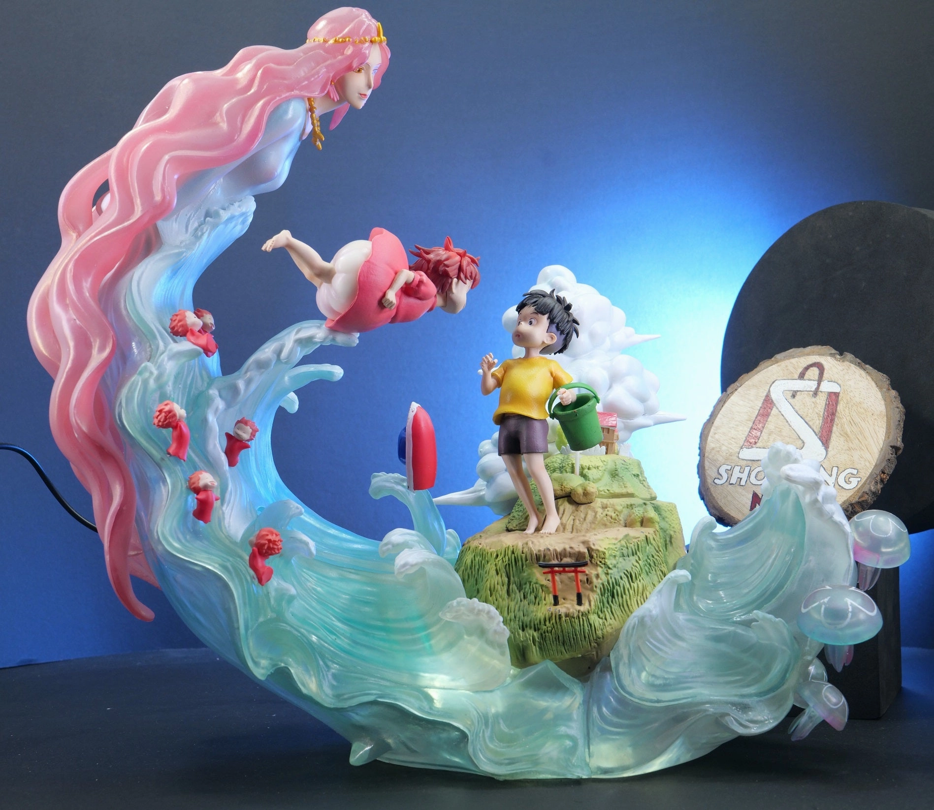 Vintage Toy Custom Arrangement Ponyo on the Cliff by the Sea ?C Ponyo & S??suke Figure (34 cm) |PVC| Studio Ghibli Collectible ?C ShoppingNest