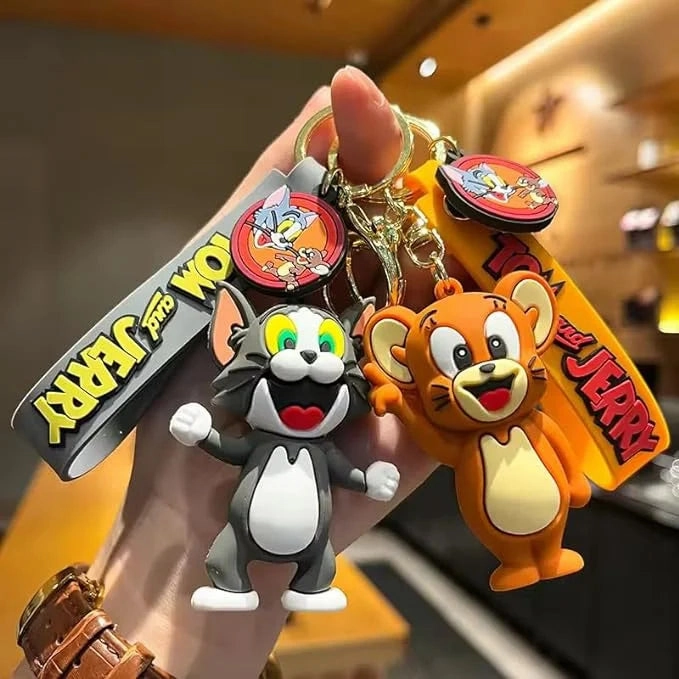 Cute 3D Tom & Jerry Keychain Set & Bag Charm |PVC| ?C With Hook & Hand Strap by ShoppingNest Movie Article