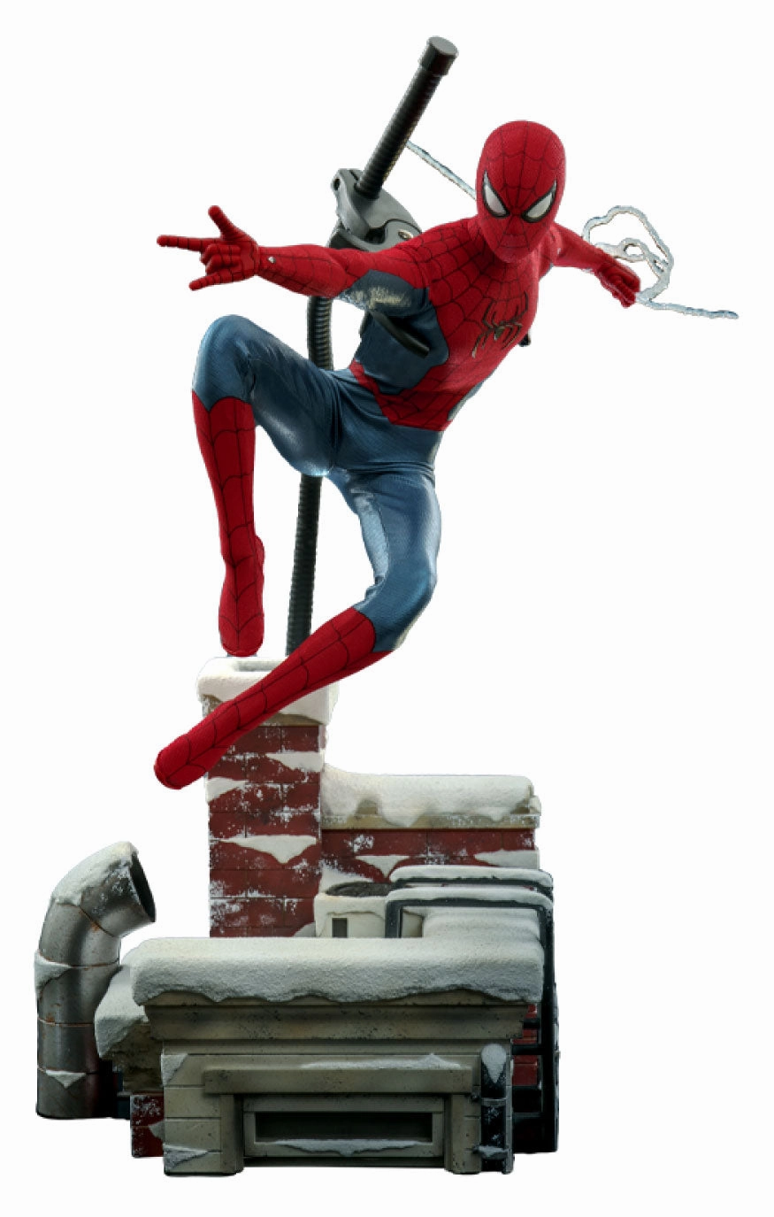 Exhibition Ready Victorian Style Hot Toys Spider-Man (New Red and Blue Suit) Deluxe Version - No Way Home  MMS680 - 1/6 Scale Collectible Figure
