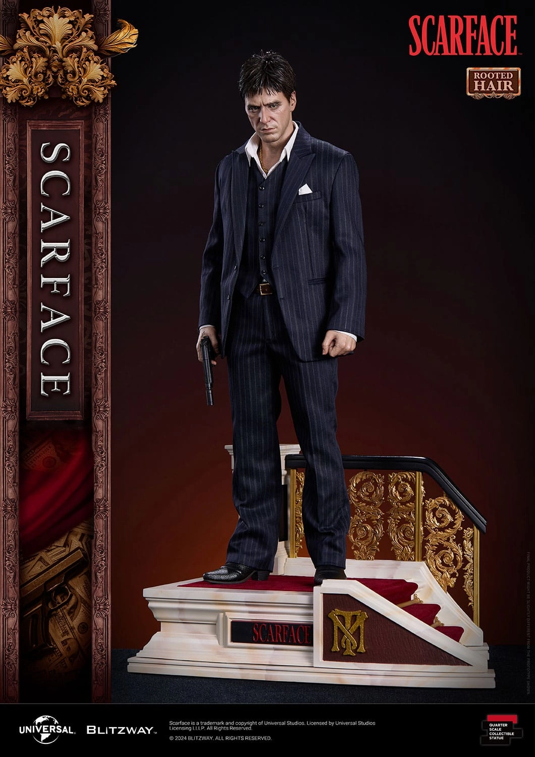 Blitzway Scarface Superb Scale Tony Montana (Rooted Hair Version) 1/4 Statue Mini Statue