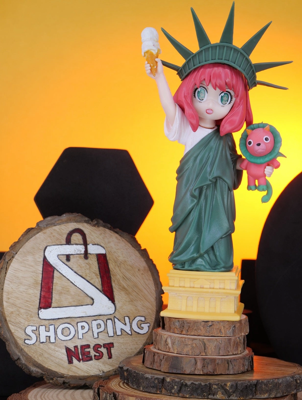 Chibi Product SPY??FAMILY |PVC| Anya Forger Statue of Liberty Cosplay Figure ?C 15cm Collectible Anime Action Figure