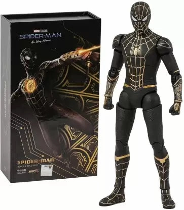Man Cave Wholesale Price Marvel Spider-Man 3: No Way Home Peter Parker Black and Gold Zentai Suit Jumpsuit Halloween Figure | 33 CMS |