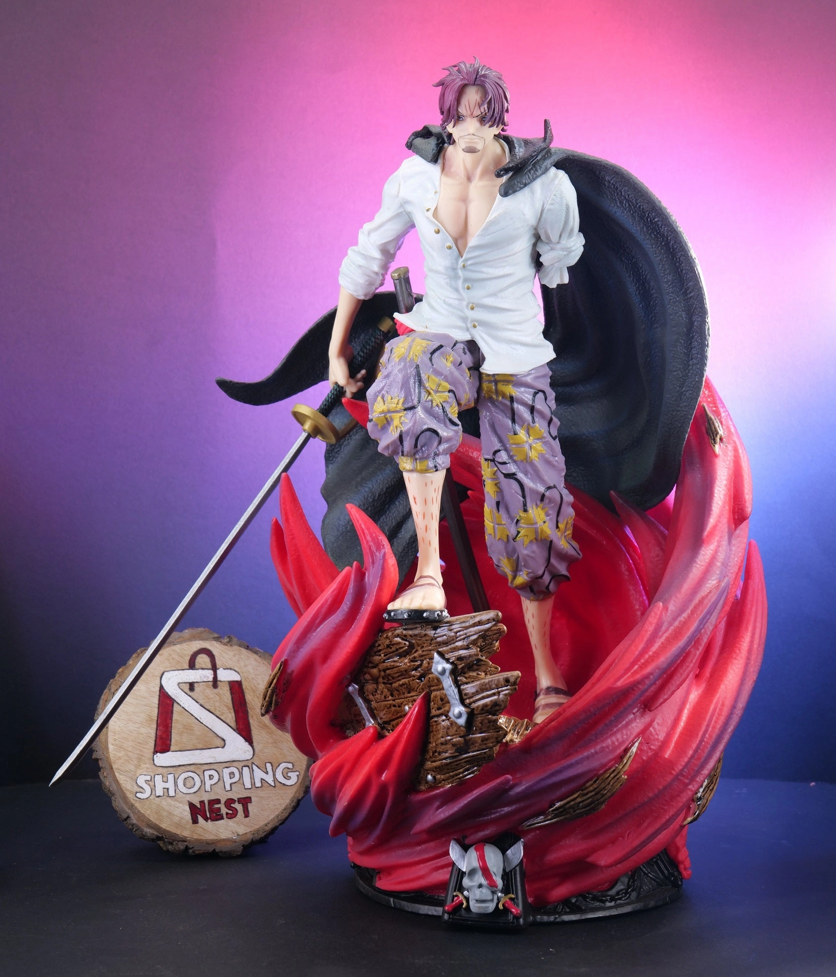 One Piece Shanks Action Figure (40 cm) |PVC| ?C High Detailed GK Anime Statue by ShoppingNest Inclusive Toy Art Display