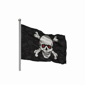 Character Sculpture Vinyl Model One Piece Skull &amp; Crossbones Jolly Roger Flag | 3' x 5' ft | Life-Size