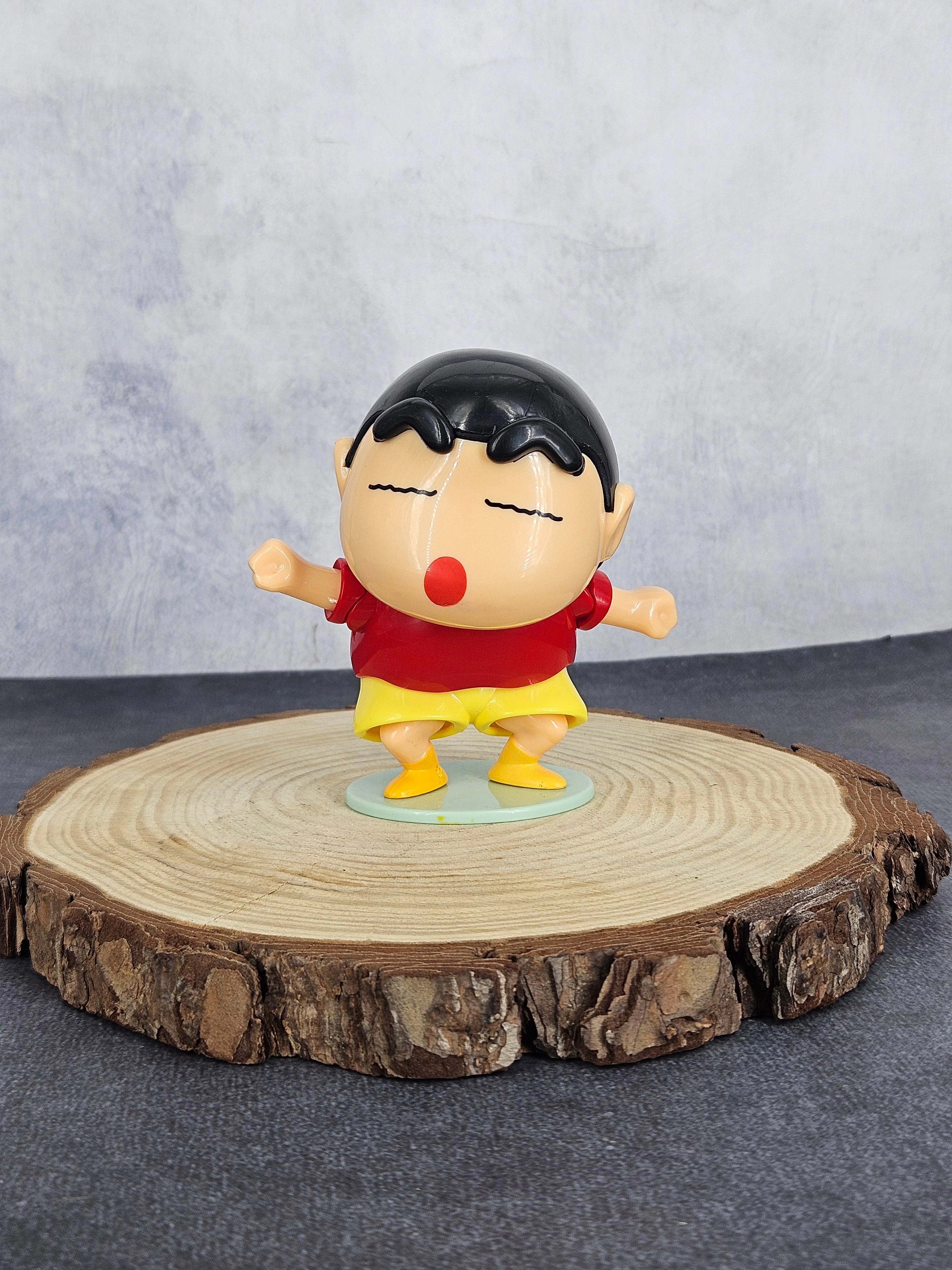 Crayon Shinchan Movable Noding Head Mechanical Toy Figure With Box | Red Shirt | 12 cm Geek Culture Poseable Figure
